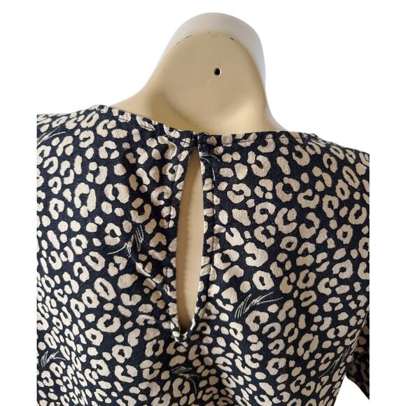 MICHAEL KORS Womens Size Medium Animal Print Linen Blend Short Sleeve Shirt Top - Picture 6 of 11